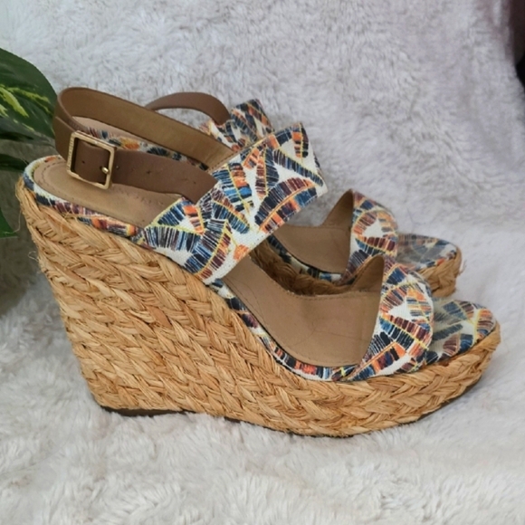 Gibson & Latimer Multicolor Jute Wedge Sandals, SIZE 9 - Picture 5 of 8